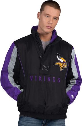 Starter Mens Starter Black Minnesota Vikings Thursday Night Gridiron Half-Zip Jacket at Nordstrom, Size Medium