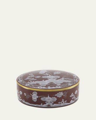 Ginori 1735 Oriente Italiano Round Box with Cover, Castagna