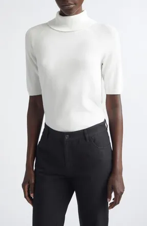 Lafayette 148 New York Raglan Sleeve Turtleneck Sweater in Cloud at Nordstrom, Size X-Small