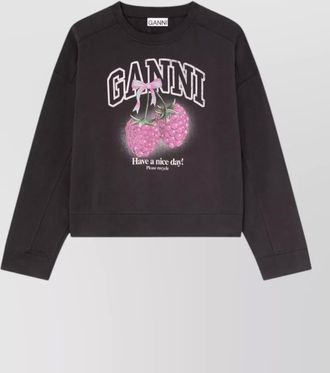 Ganni cotton graphic-print crewneck sweatshirt