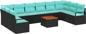 vidaXL Vidaxl Conjunto De Sof&aacute;s De Jard&iacute;n 11 Uds. Negro Rat&aacute;n Sint&eacute;tico