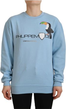 Philippe Model Sweater met logo-embleem - Dames - Sweatshirts - Blauw - XS - Katoen - Hoodies & sweatvesten