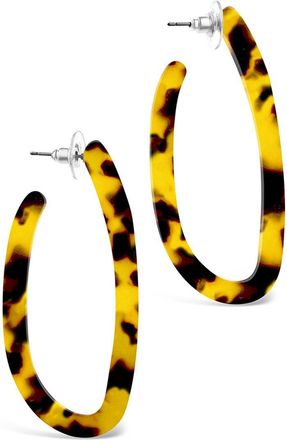 Sterling Forever Open Oval Resin Hoops