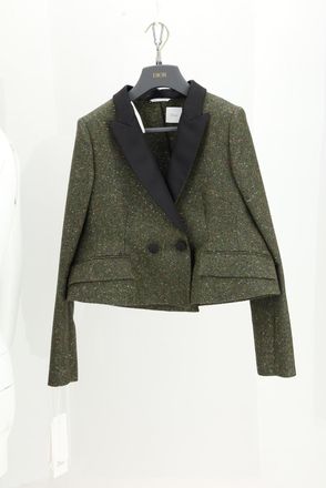 Dior Womens Jacket Tweed Light Green Polyester