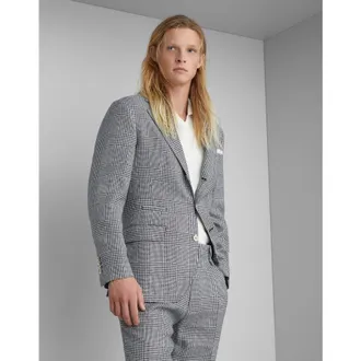 Brunello Cucinelli Black Wool Silk Checked Blazer, Brand Size 44 (US Size 34)