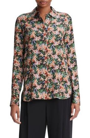 Vince Wild Primrose Print Stretch Silk Blouse in Black Multi at Nordstrom Rack, Size X-Small