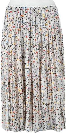 Semicouture White Floral Tulle Midi Skirt