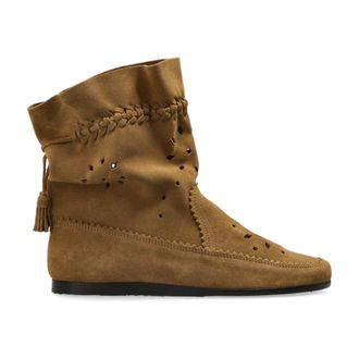Isabel Marant Woosta Leather Ankle Boots - female - Isabel Marant - Ankle Boots - Brown - 5 UK - Shoes