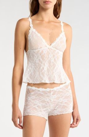 SKIMS Stretch Lace Triangle Camisole & Shorts Set in Marble at Nordstrom, Size Xx-Small