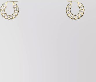 Amina Muaddi small metal hoop earrings with crystal embellishments