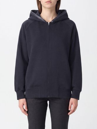 Semicouture Felpa relaxed fit in pura lana con cappuccio, zip e spalle scese
