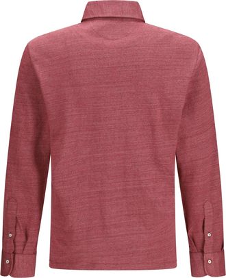 Brunello Cucinelli Mens Long-Sleeve Polo Coral Linen Shirts T-shirts And Polos