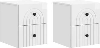 vidaXL Mesita De Noche De Pared 2 Uds. Brillante 33 X 34,5 X 40 Cm Vidaxl