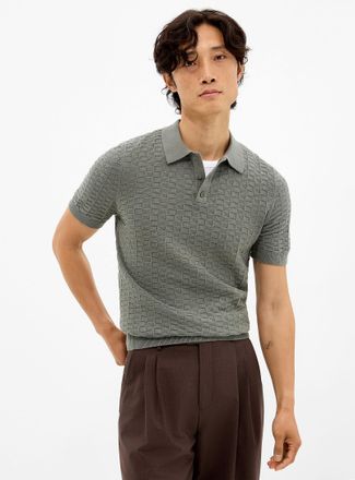 Le 31 Mens Embossed jacquard Polo Shirt
