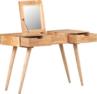 vidaXL Mesa Tocador Con Espejo Madera Acacia Maciza 112x45x76 Cm Vidaxl