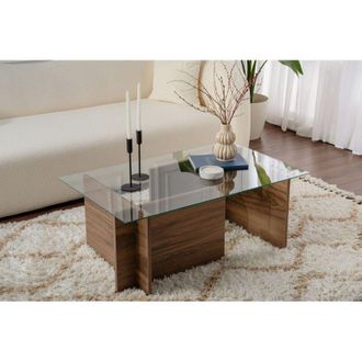 Calicosy Calicosy - Mesa De Centro Con Tablero De Vidrio L105 Cm - Noah