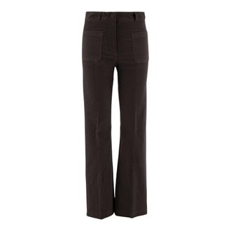 Ql2 Quelledue Stretch Cotton Velvet Trousers - female - QL2 QUELLEDUE - Wide Trousers - Brown - 3XL - Trousers