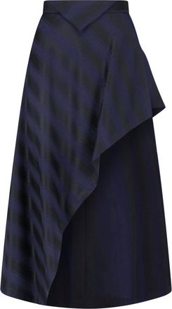 Vivienne Westwood Blue Draped Front Virgin Wool Midi Skirt