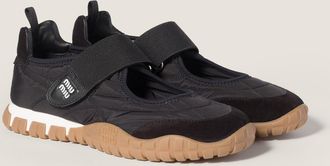 Miu Miu Tyre technical fabric and suede ballerinas