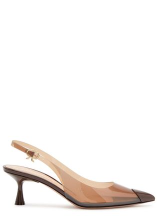 Gianvito Rossi Patent Leather and Pvc Slingback Pumps - Brown