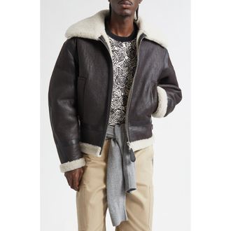 Givenchy Genuine Shearling Liner Bomber Jacket in Deep Brown at Nordstrom, Size 38 Us