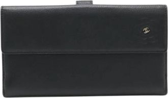 Chanel Pre-owned Camellia Leren Lange Portemonnee - Dames - Vintage Accessoires - Zwart - ONE Size - Leer - Vintage