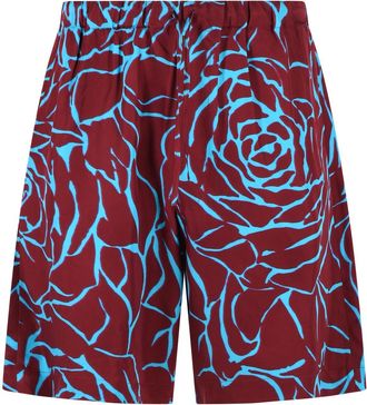 Dries Van Noten Piperi Bermuda Shorts In Burgundy Viscose Twill