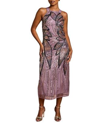 Coast Petite Beaded Column Midi Dress in Lilac at Nordstrom, Size 10P