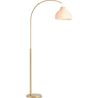 Brightech Lark 75 Boho Wicker LED Floor Lamp with Rattan Empire Shade, Bulb Included in Brass at Nordstrom