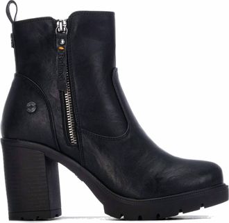 Refresh Womens Casual Chunky Block Heel Ankle Booties In Black