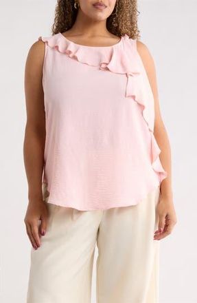 Renee C Ruffle Front Sleeveless Top in Pink at Nordstrom Rack, Size 3X