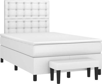 vidaXL Cama Box Spring Con Colch&oacute;n Cuero Sint&eacute;tico Blanco 120x190 Cm Vidaxl