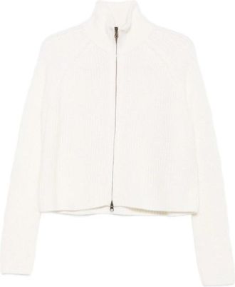 Lisa Yang Ritssluiting Vest Witte Kasjmier Trui - Dames - Cashmere truien - Wit - XS - Kasjmier - Truien & Vesten