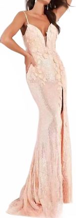 Jovani Open Back Fitted Sequins Dress In Rose Gold