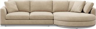 Castlery Hamilton Round Chaise Sectional Sofa Right Facing Customized, (Washed Chenille) Sand, Machine Washable, Removable Covers for Sofas by Castlery