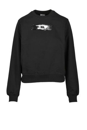 Diesel Black Cotton Womens Cropped Sweatshirt