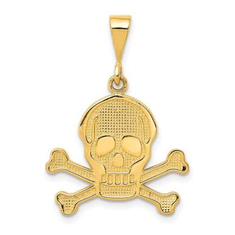 Diamond2Deal 14k Yellow Gold Skull Bones Pendant