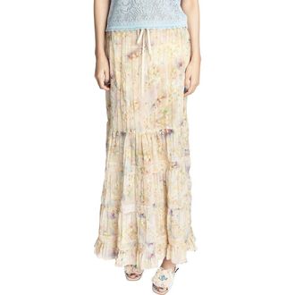 Anna Sui Oasis Blooms Tiered Skirt in Corn Multi at Nordstrom, Size Small