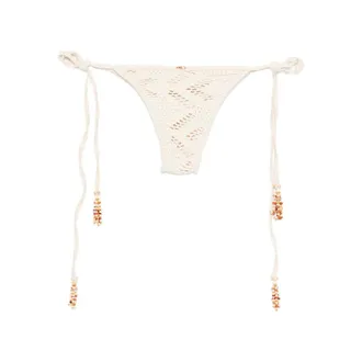 PatBo Beaded Crochet Knit Bikini Bottom - Beige
