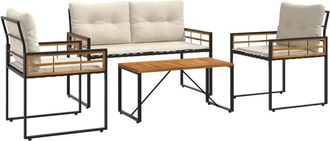 vidaXL Juego De Muebles De Exterior Con Coj&iacute;n 4 Pcs Crema Vidaxl