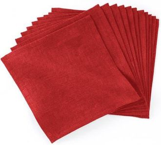 Solino Home Linen Cocktail Napkins Set of 12, 6 x 6 Inch for Dining Table, Holiday and Everyday Table Decor - Fete in Red at Nordstrom, Size Small
