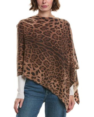 Sofiacashmere Sofiacashmere Leopard Print Wool & Cashmere-Blend Poncho
