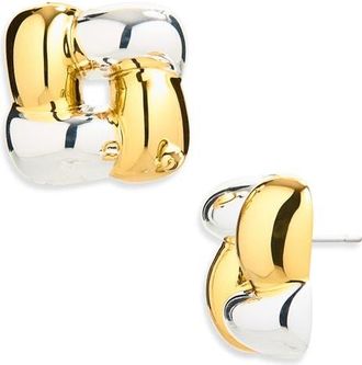 JENNY BIRD Small Woven Square Stud Earrings in Two-Tone at Nordstrom