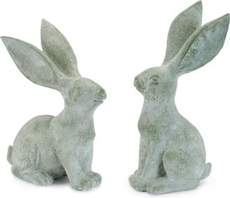 Melrose International Long Ear Rabbit Figurine (Set of 4) - Green