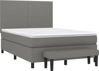 vidaXL Cama Box Spring Con Colch&oacute;n Tela Gris Oscuro 140x200 Cm Vidaxl