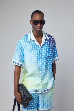 Casablanca Tennis Tile Cuban Collar Ss Shirt