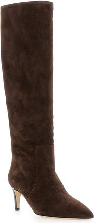 PARIS TEXAS Womens Boots Pointed Toe Suede Brown Calf Leather