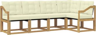 vidaXL Conjunto De Sof&aacute;s De Exterior 5 Uds. Blanco Y Crema Vidaxl