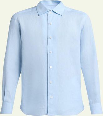 Ermenegildo Zegna Mens Oasi Lino Solid Sport Shirt