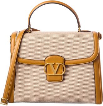 Valentino Vlogo Signature Canvas & Leather Satchel